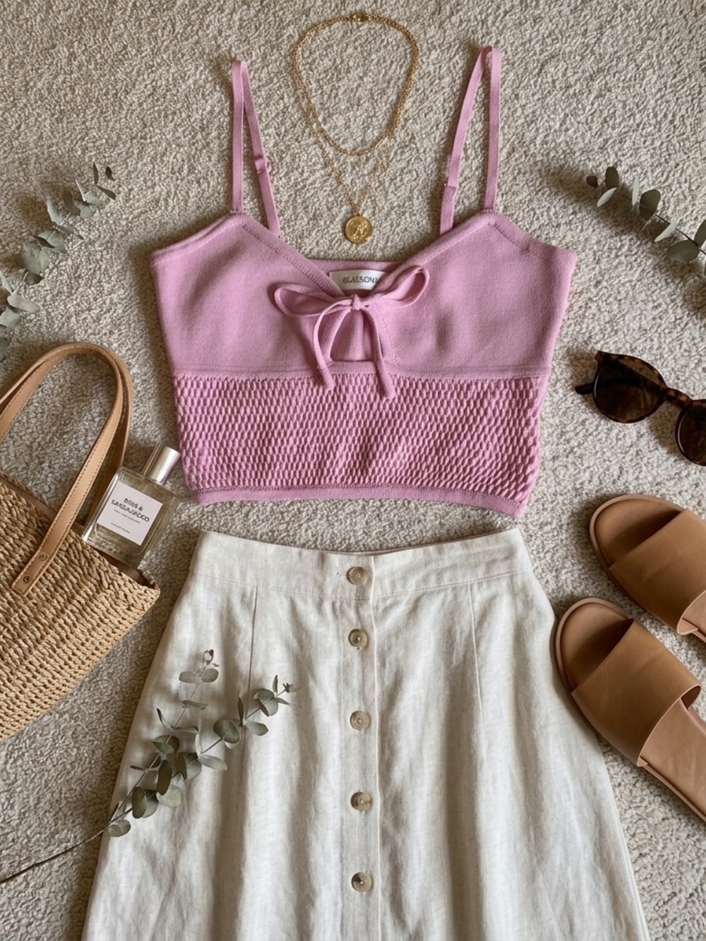 Glassons Lilac Knit Tie-Front Cropped Tank